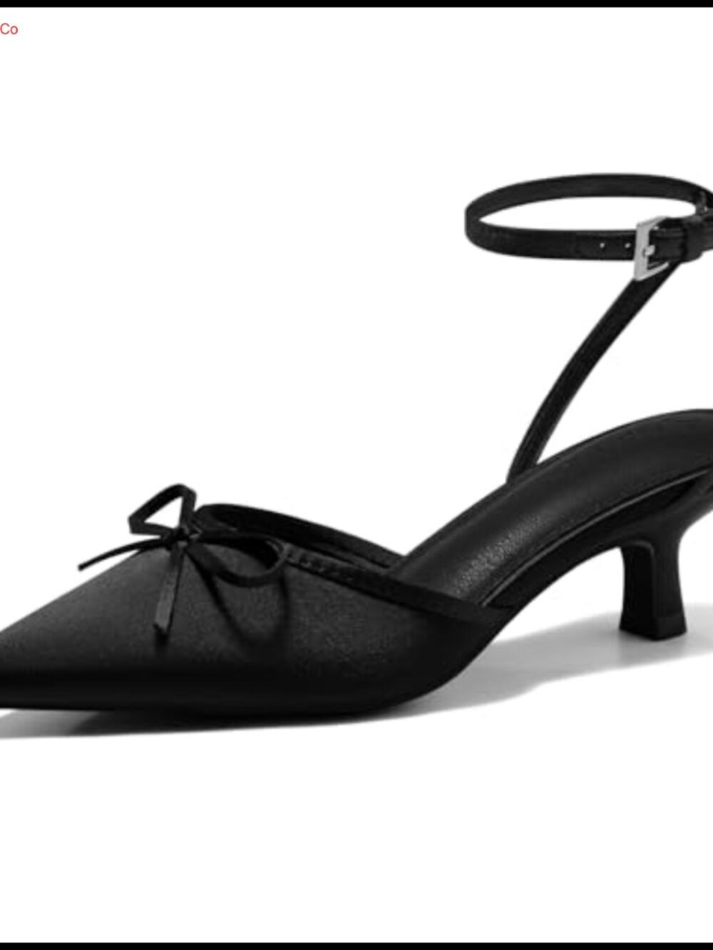 Satin Kitten Heels Bow Pointed Toe Ankle Strap Dress Pumps